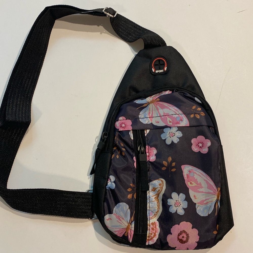 Butterfly Floral Unbranded Crossbody Canvas Zippered Bag NWOT